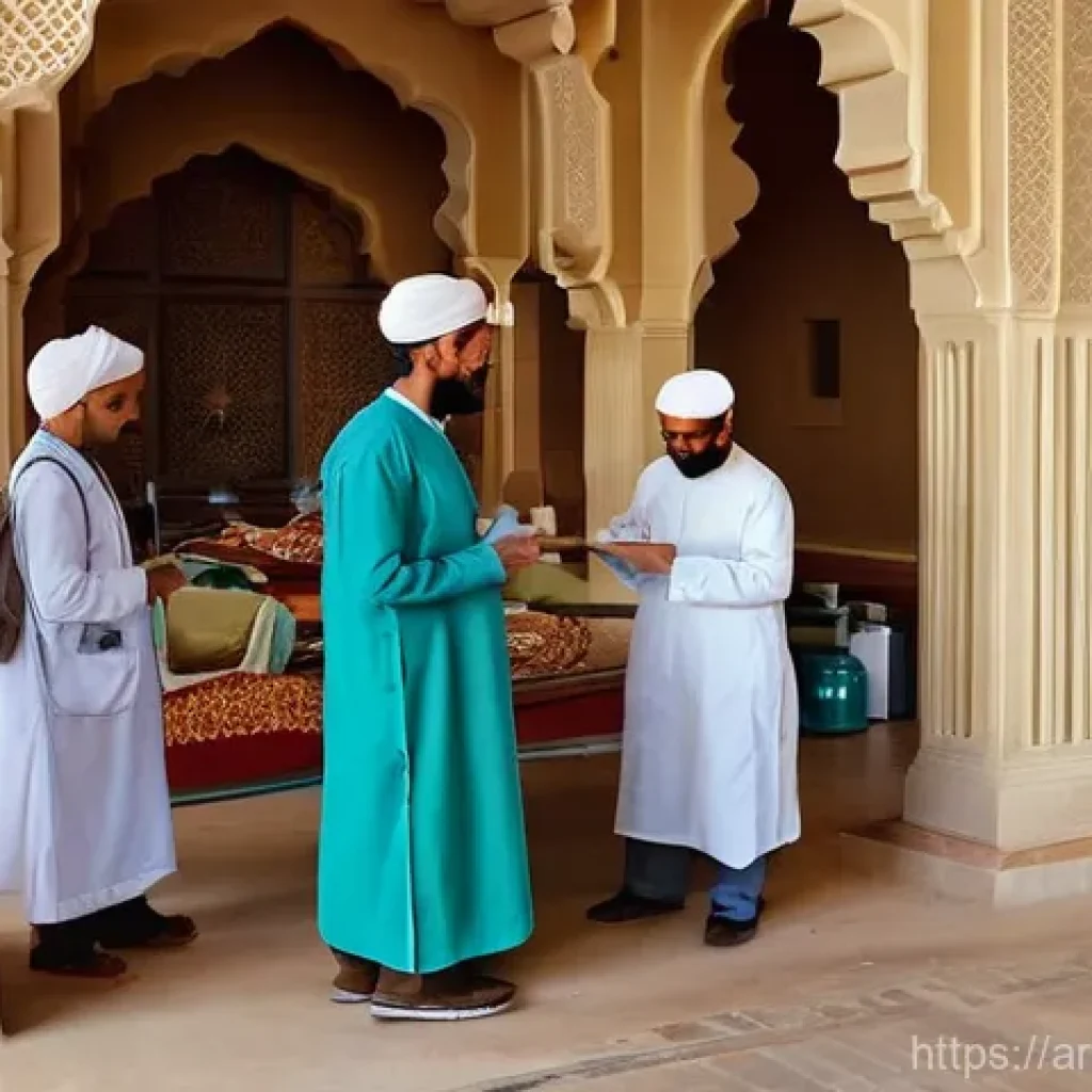 중세 유럽과 이슬람 과학 교류 - **Prompt 1: "The Healing Sanctuary of Al-Bimaristan"**
    A wide shot depicting the interior of a g...